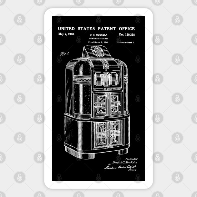 Jukebox Patent White Magnet by Luve